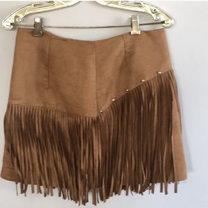 H & m suede fringe skirt
